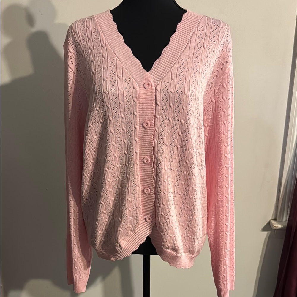 Pink Cable Knit Women's Sweater